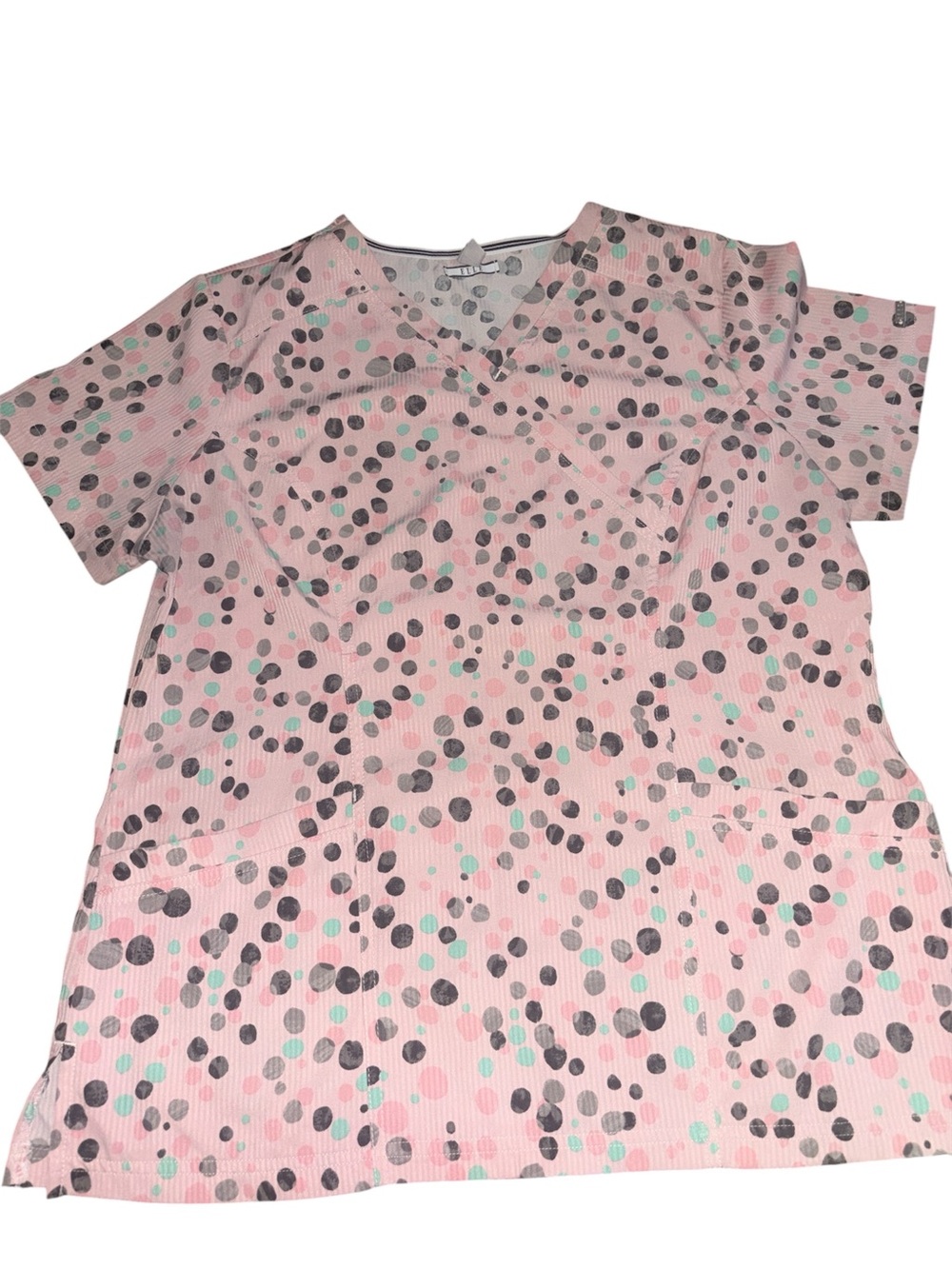 Elle Pink Polka Dot Scrub Top
